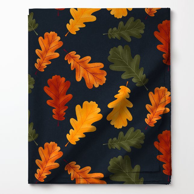 Autumn Oak Leaves on Navy Blue Pattern Fabric (Creator Uploaded)
