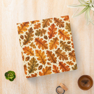 Autumn Oak Leaves Pattern Cozy Nature Aesthetic 3 Ring Binder