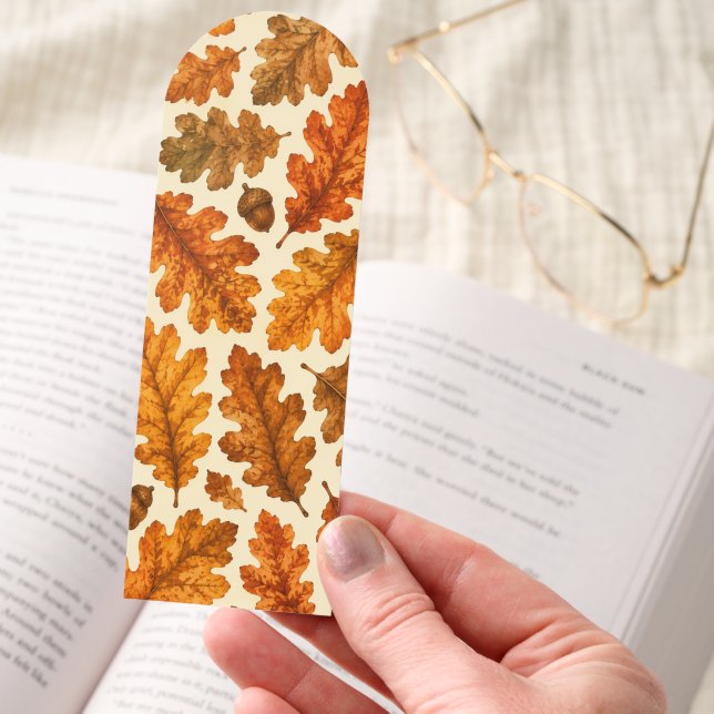 Autumn Oak Leaves Pattern | Cozy Nature Aesthetic Bookmarks (Hand)