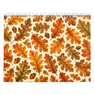 Autumn Oak Leaves Pattern   Cozy Nature Aesthetic Calendar