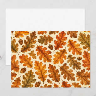 Autumn Oak Leaves Pattern Cozy Nature Aesthetic Note Card