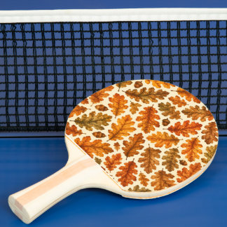 Autumn Oak Leaves Pattern | Cozy Nature Aesthetic Ping Pong Paddle