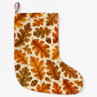 Autumn Oak Leaves Pattern | Cozy Nature Aesthetic Small Christmas Stocking