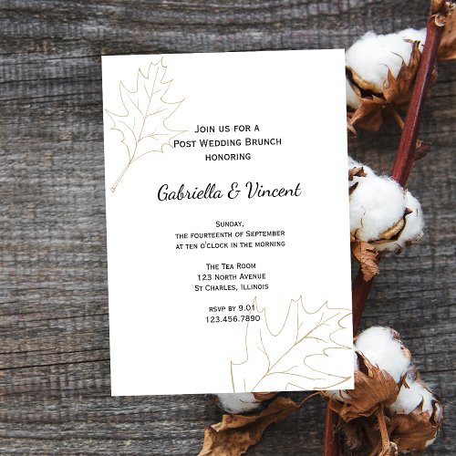 Autumn Oak Leaves Post Wedding Brunch Invitation