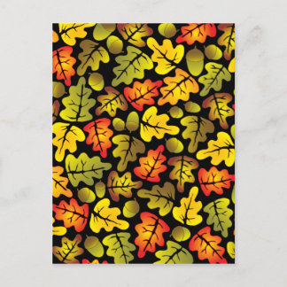 autumn oak leaves postcard