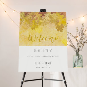 Autumn Oak Leaves Wedding Welcome Foam Board