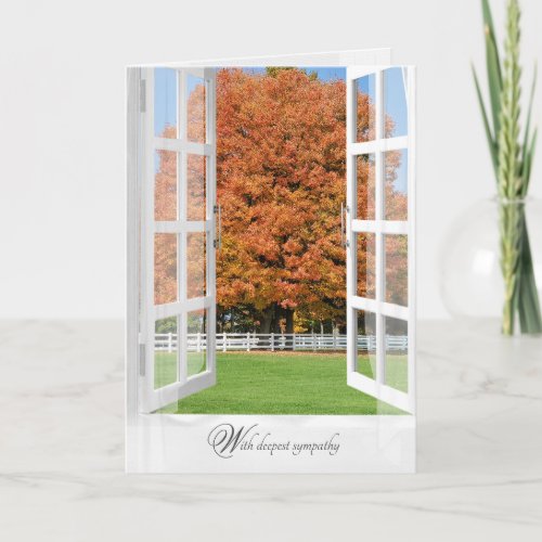 Autumn Oak Tree in window sympathy Card