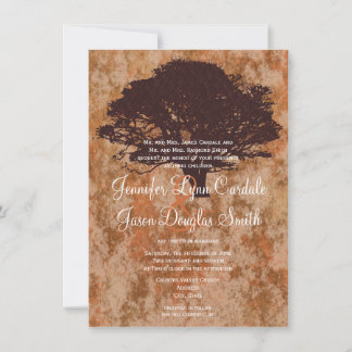Autumn Oak Tree Silhouette Fall Wedding Invitation