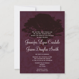 Autumn Oak Tree Silhouette Fall Wedding Invitation