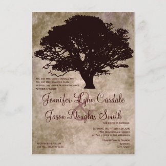 Autumn Oak Tree Silhouette Fall Wedding Invitation