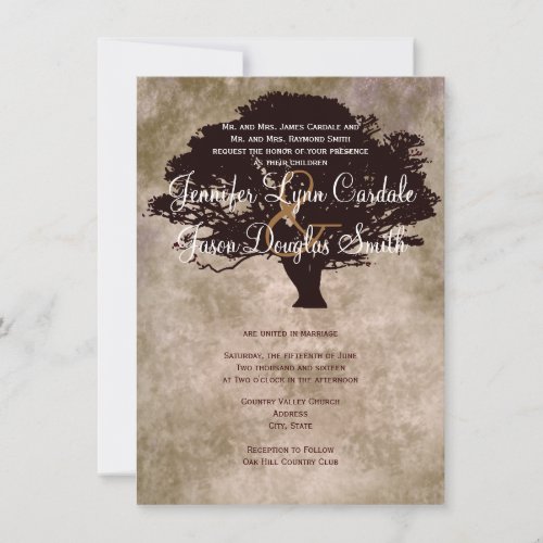 Autumn Oak Tree Silhouette Fall Wedding Invitation