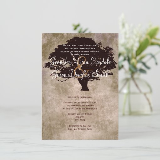 Autumn Oak Tree Silhouette Fall Wedding Invitation | Zazzle