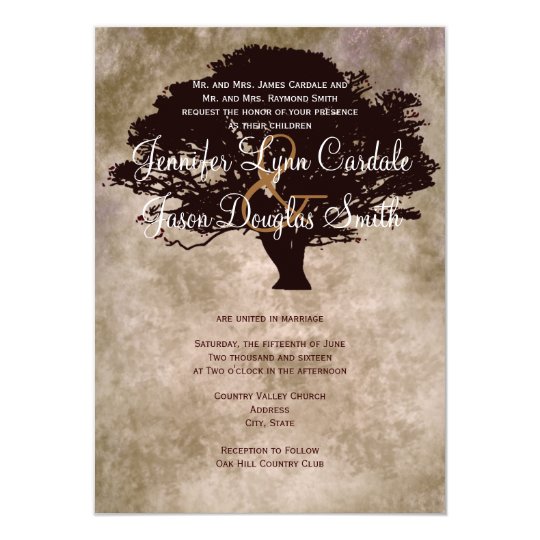 Autumn Oak Tree Silhouette Fall Wedding Invitation Zazzle Com