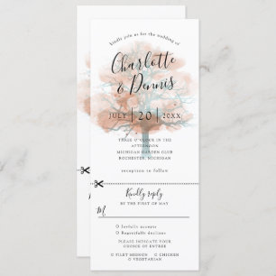 autumn oak tree wedding invitation w rsvp attached