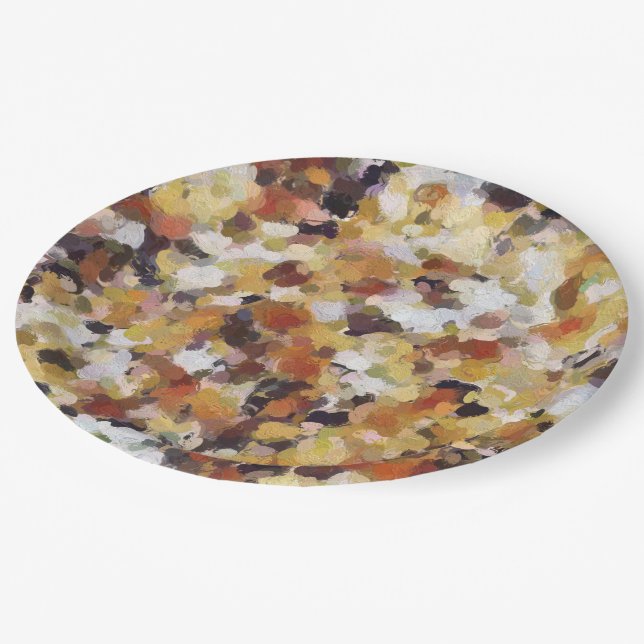 Autumn Oil Abstract Paper Plates (Angled)