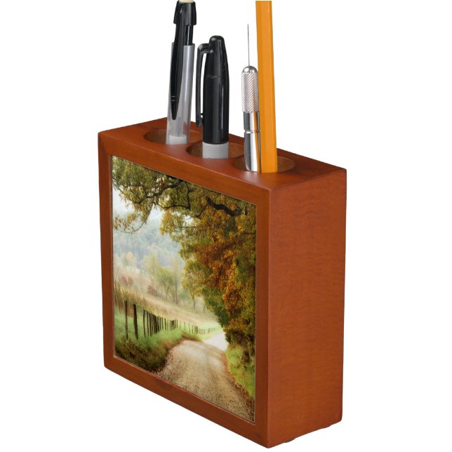Autumn on a Country Road Desk Organizer (In Situ)