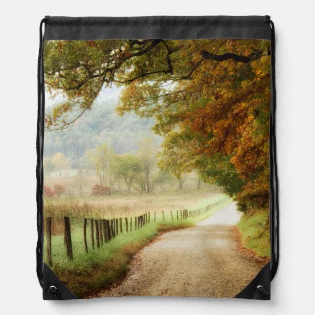 Autumn on a Country Road Drawstring Bag (Front)