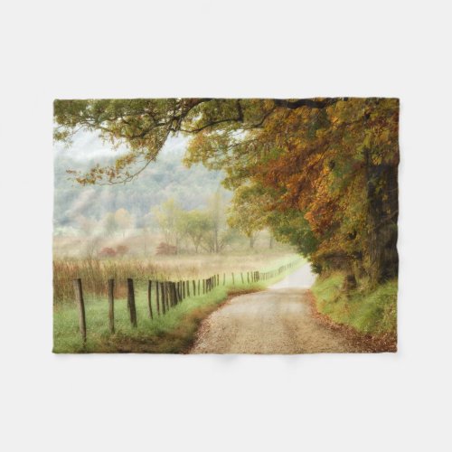 Autumn on a Country Road Fleece Blanket