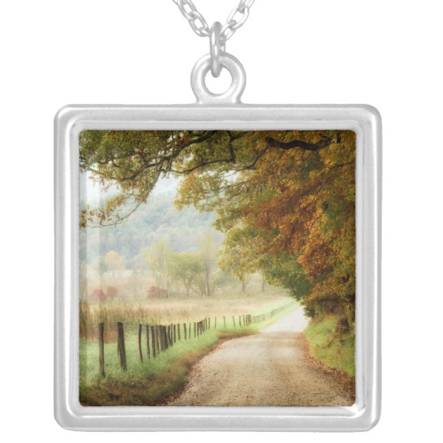 Autumn on a Country Road Silver Plated Necklace (Front)