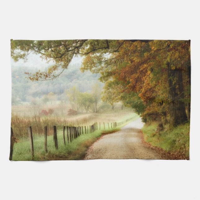 Autumn on a Country Road Towel (Horizontal)