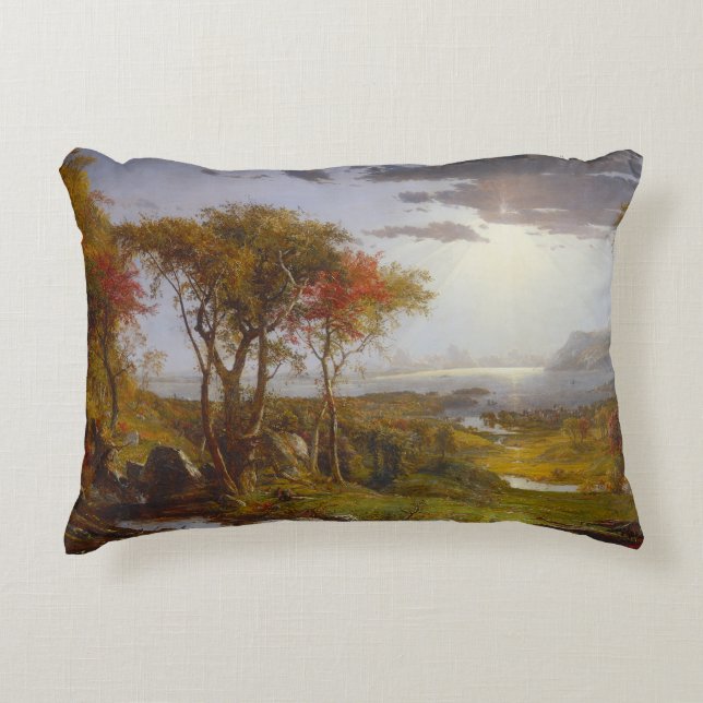 Autumn On the Hudson River Decorative Pillow (Front)