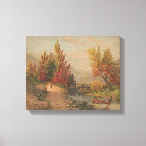 Autumn on the Lehigh Chromolithograph 1882 Canvas Print