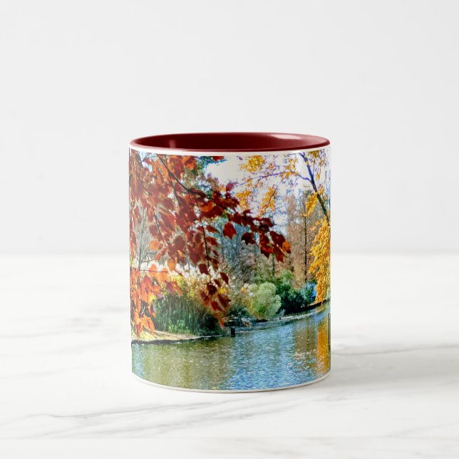 Autumn on the water Two-Tone coffee mug (Center)