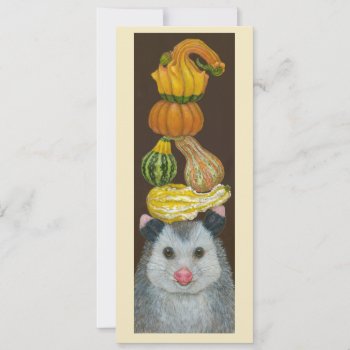 Autumn Opossum Flat Card by vickisawyer at Zazzle