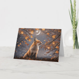 Autumn or Fall Equinox Cute Red Fox in Foliage Card