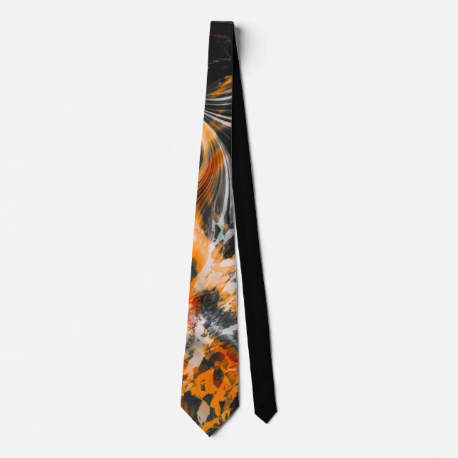Autumn Orange and Black Neck Tie (Front)