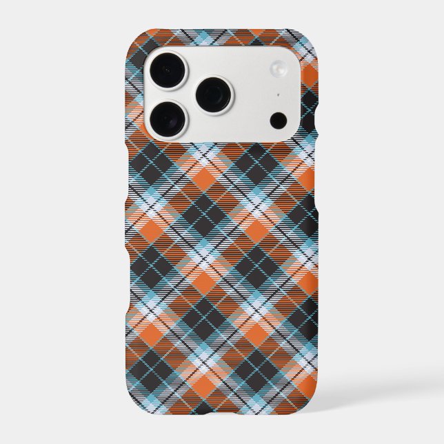 Autumn Orange Blue Plaid Pattern Case-Mate iPhone Case (Back)