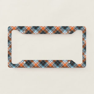 Autumn Orange Blue Plaid Pattern License Plate Frame