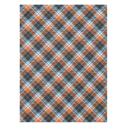 Autumn Orange Blue Plaid Pattern Tablecloth