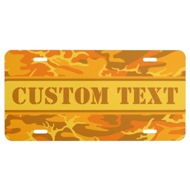 Autumn Orange Camo Custom License Plate (Front)