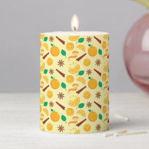 Autumn Orange Cinnamon & Star Anise Light Yellow Pillar Candle