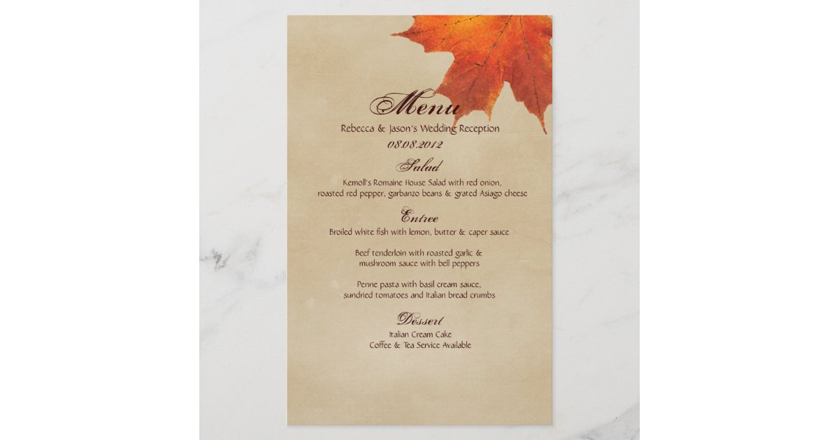 Autumn Orange Fall in Love Leaves Wedding | Zazzle
