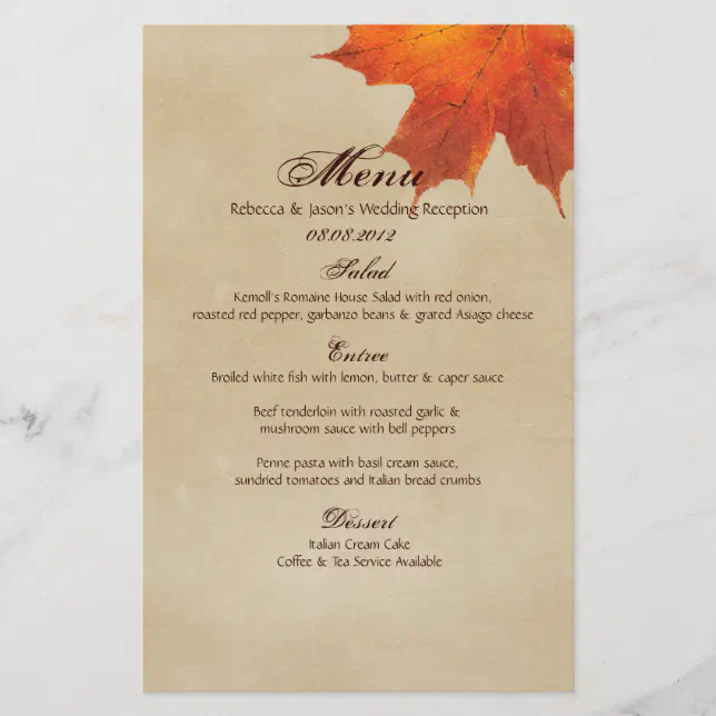 Autumn Orange Fall in Love Leaves Wedding | Zazzle