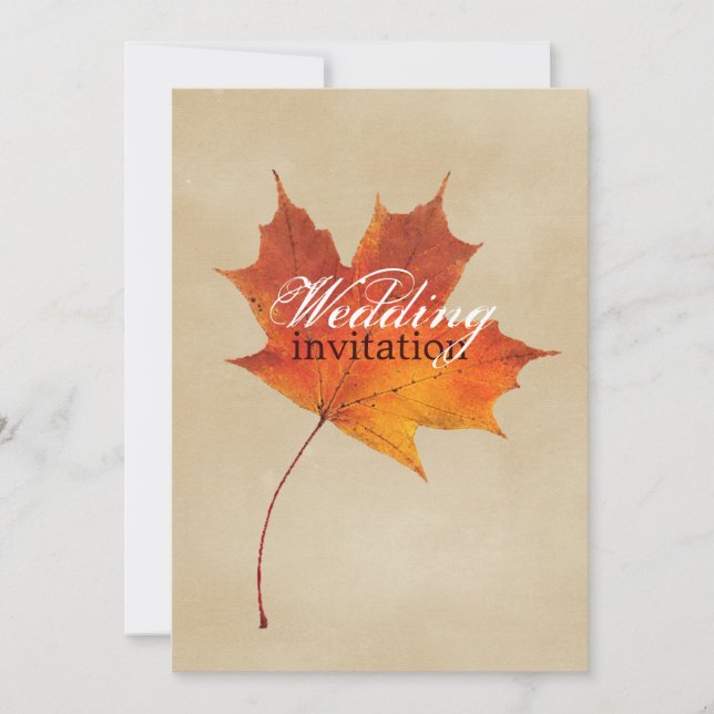 Autumn Orange Fall in Love Leaves Wedding Invitation (Front)