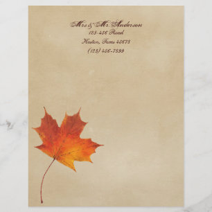 Autumn Orange Fall in Love Leaves Wedding Letterhead