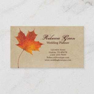 Autumn Orange Fall Leaf landscaping Business Card