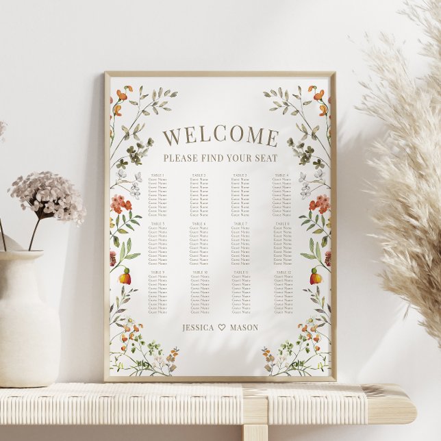 Autumn Orange Flower Fall Wedding Seating Chart (Creator Uploaded)