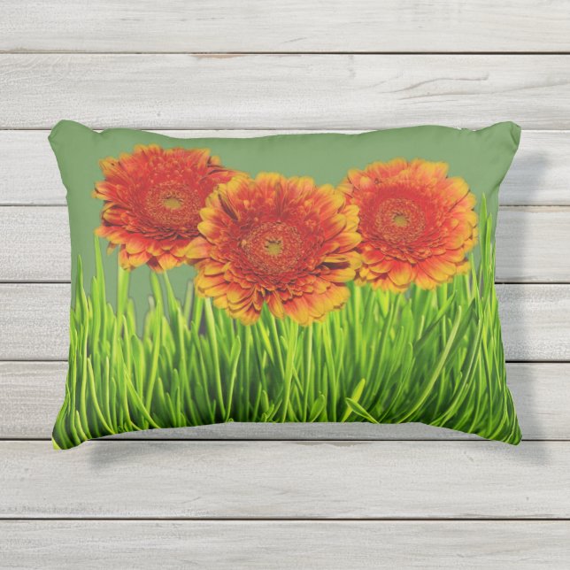 Autumn Orange Flower Outdoor Pillow (Front)