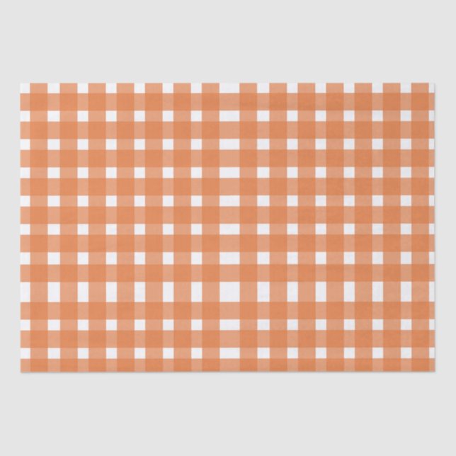 Autumn Orange Gingham Fall Baby Shower Tissue Paper (Front)