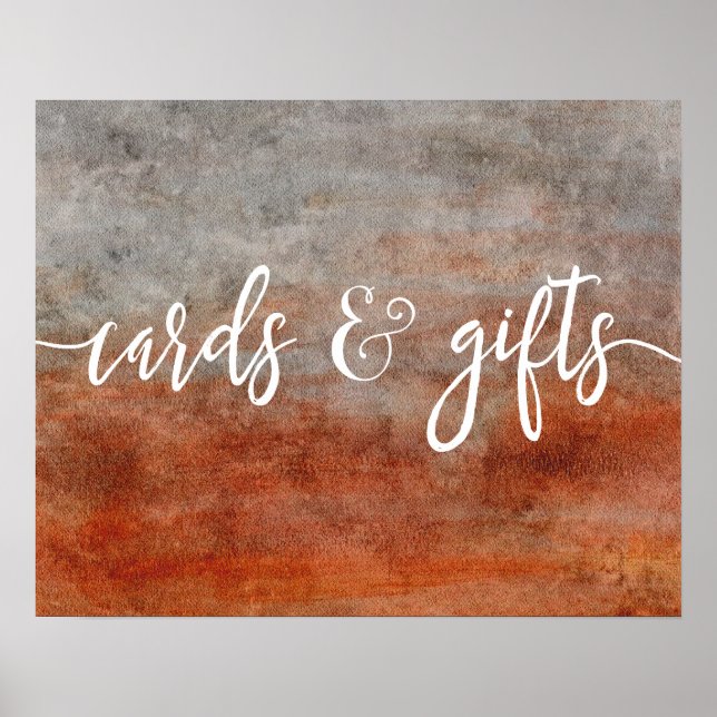 Autumn Orange Gray Wedding Cards & Gifts Poster (Front)