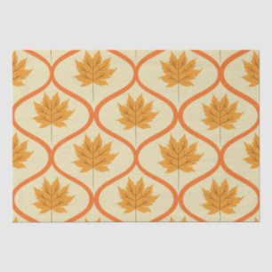 Autumn Orange Maple Leaves on Ogee Pattern Tissue Paper