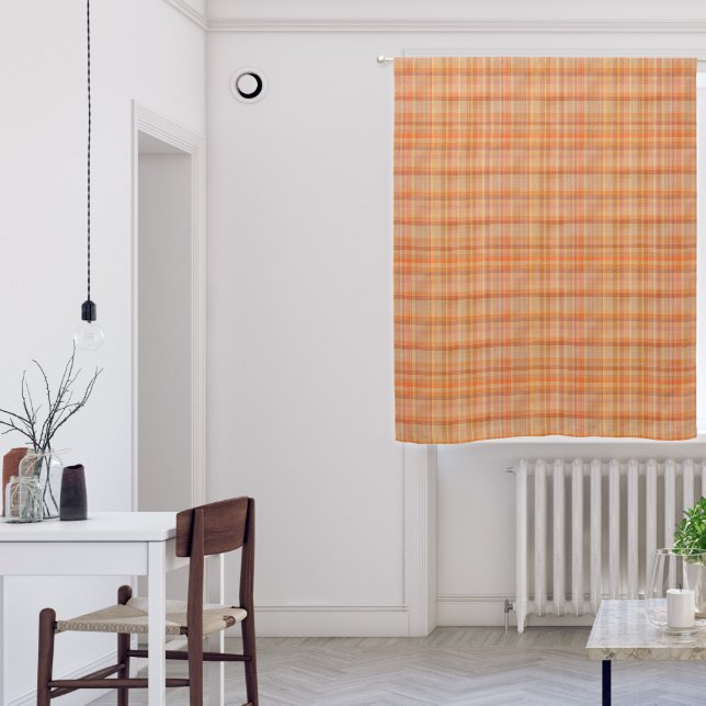 Autumn Orange Plaid Pattern Blackout Curtains (Living Room)