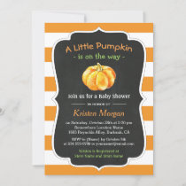 Autumn Orange Pumpkin Fall Baby Shower Invitation