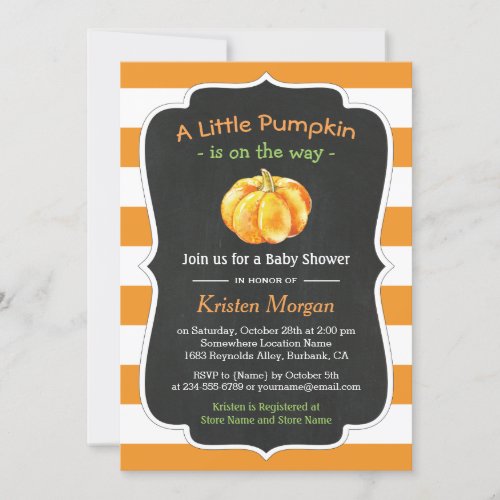 Autumn Orange Pumpkin Fall Baby Shower Card