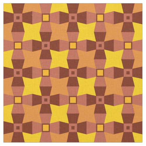 Autumn orange red and yellow pattern with stars fabric