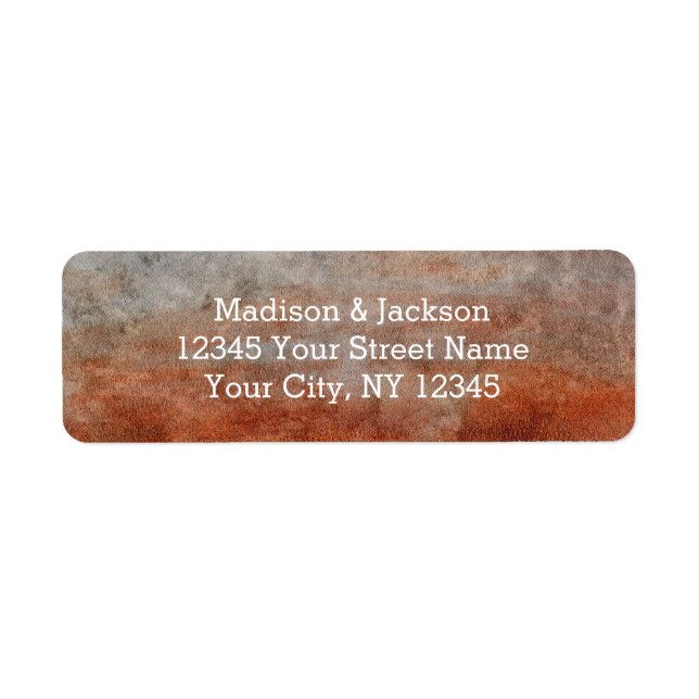 Autumn Orange Rust Gray Wedding Return Address Label (Front)